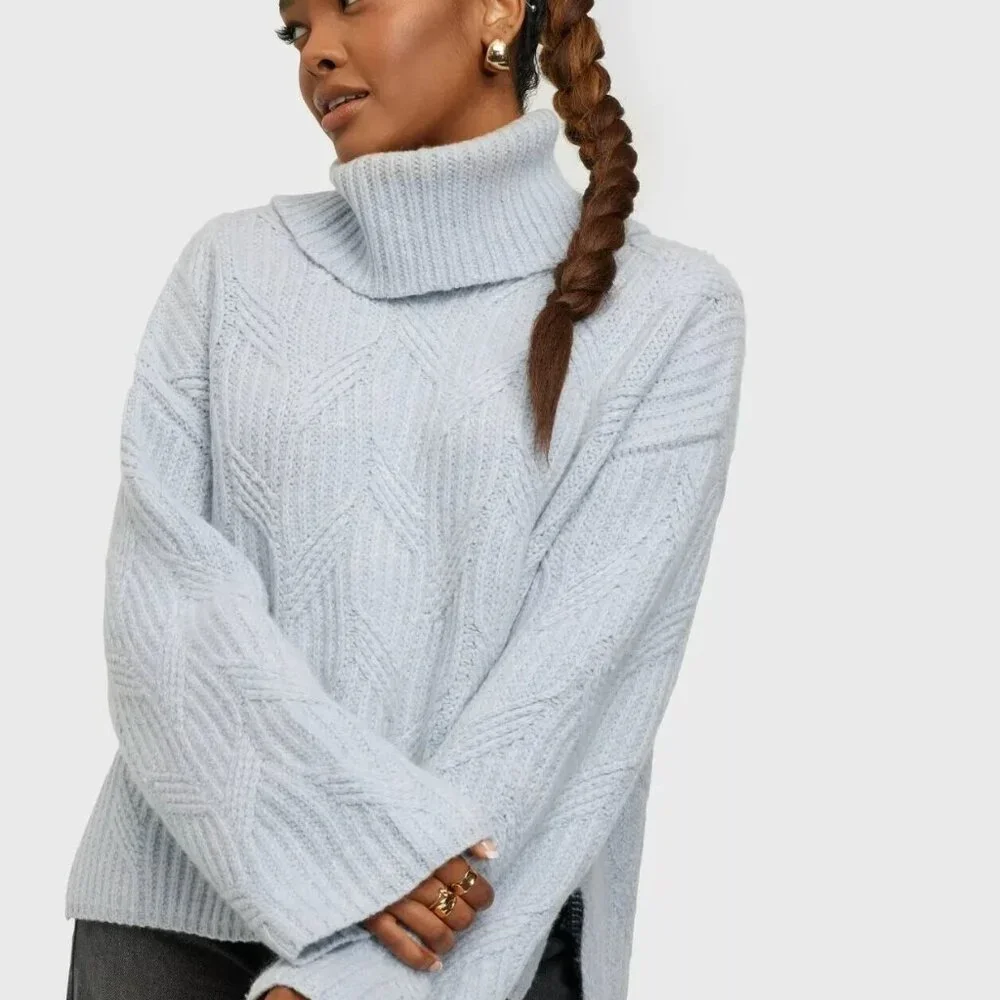 SAMSOE SAMSOE Women Kei turtleneck 11250 Color Gray Dawn Size Medium - Picture 1 of 14